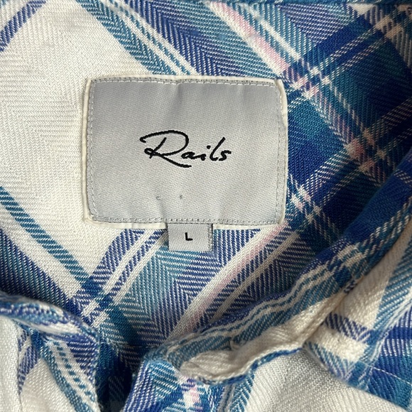 Rails Plaid Button Front Shirt Size Large - Picture 2 of 4